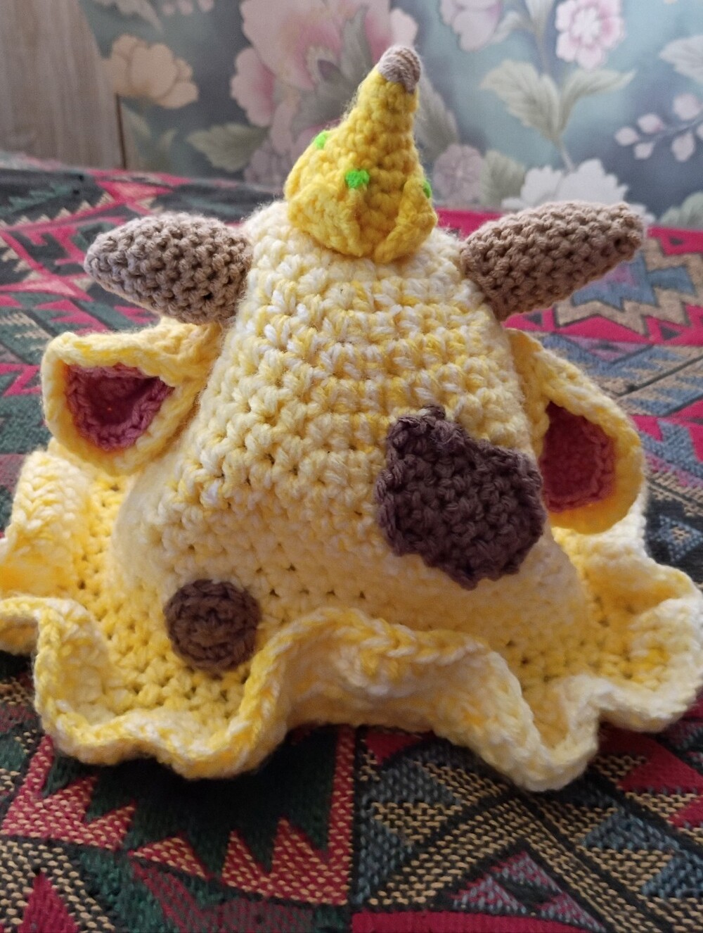 Handmade Banana Milkshake Cow Hat (Crocheted)